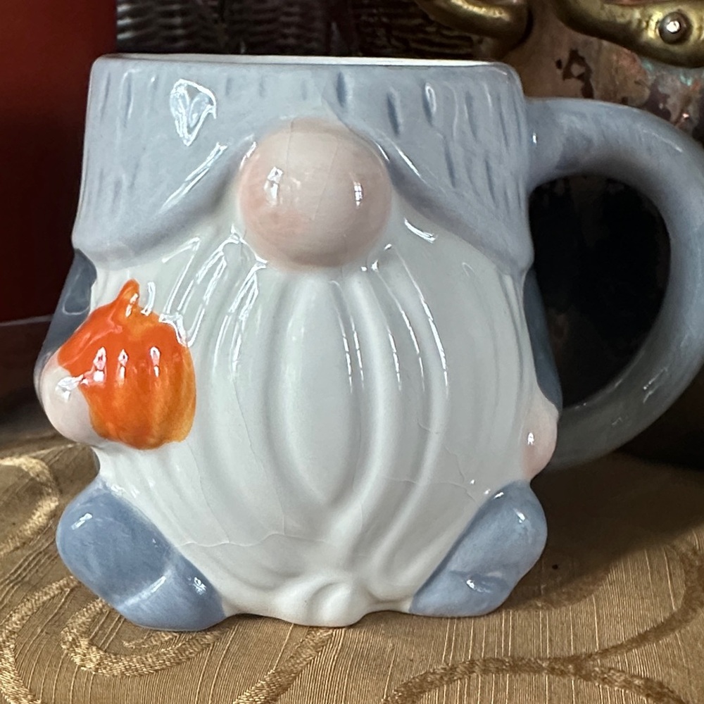 Gnome Ceramic Mug with Pumpkin Accent